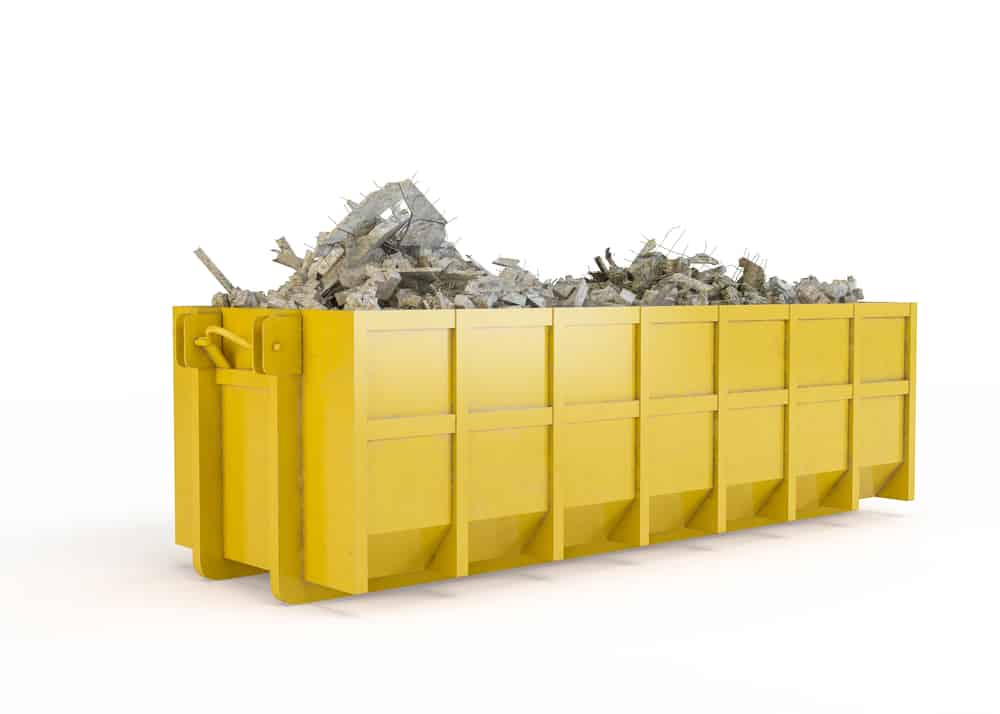 A yellow dumpster from dumpster rental dutchess county